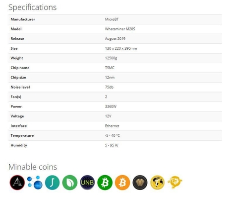 De Mijnwerker 75db P21 van Microbtwhatsminer M21s 56t BTC Asic